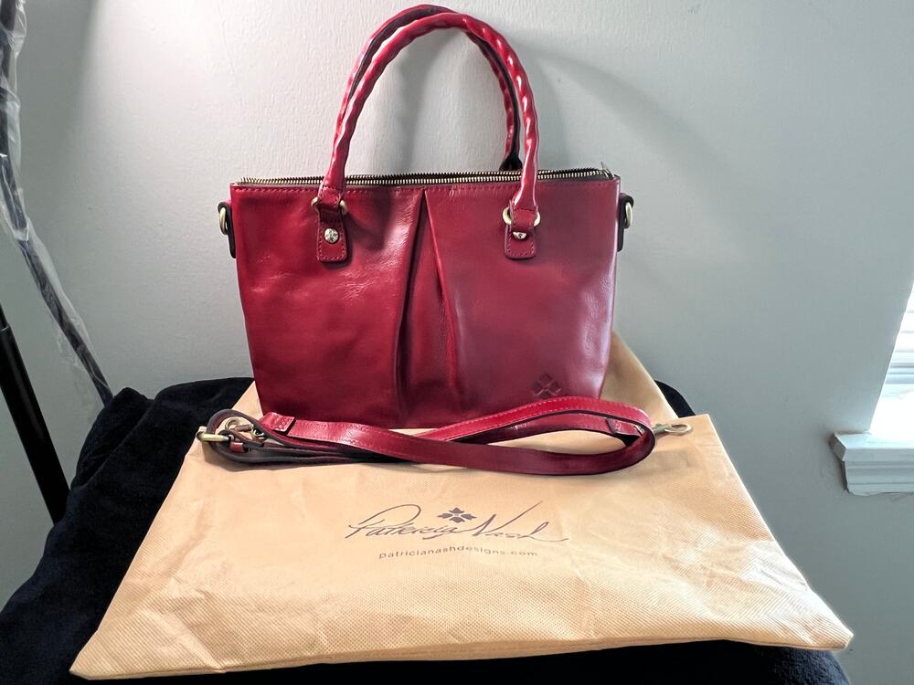 Patricia Nash Red Italian Leather Satchel Crossbody Handbag NWOT Dust Bag Incl
